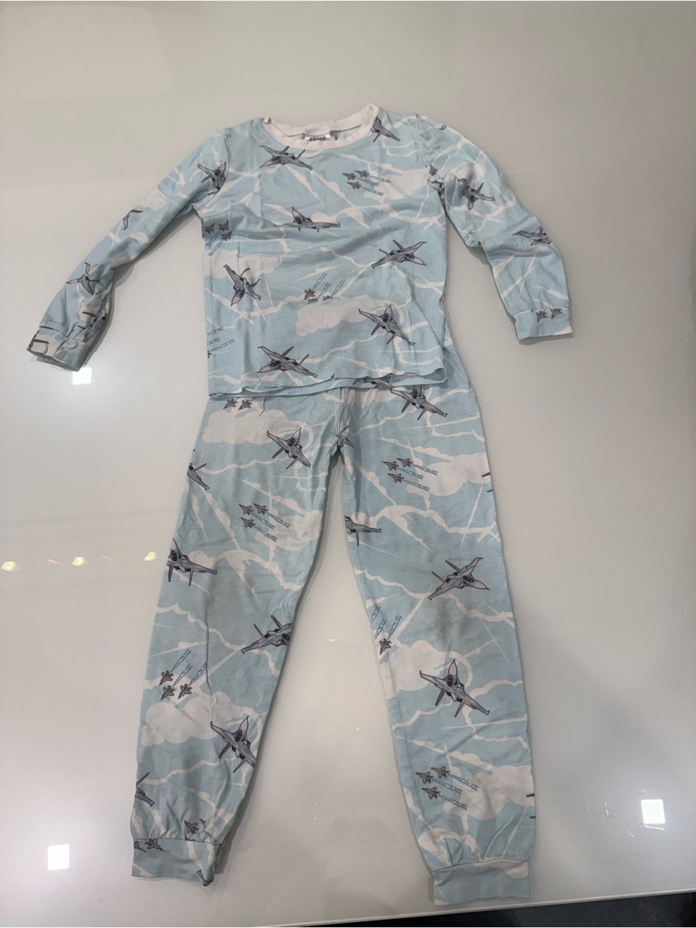 Boys esme Light Blue Airplane Pajama Set - Long Sleeve & Pants size 6